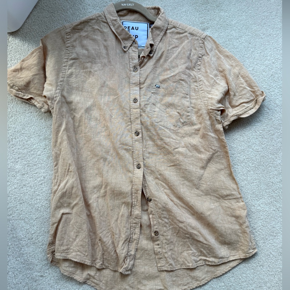 Peau De Loup Tan Linen Button-Up Shirt